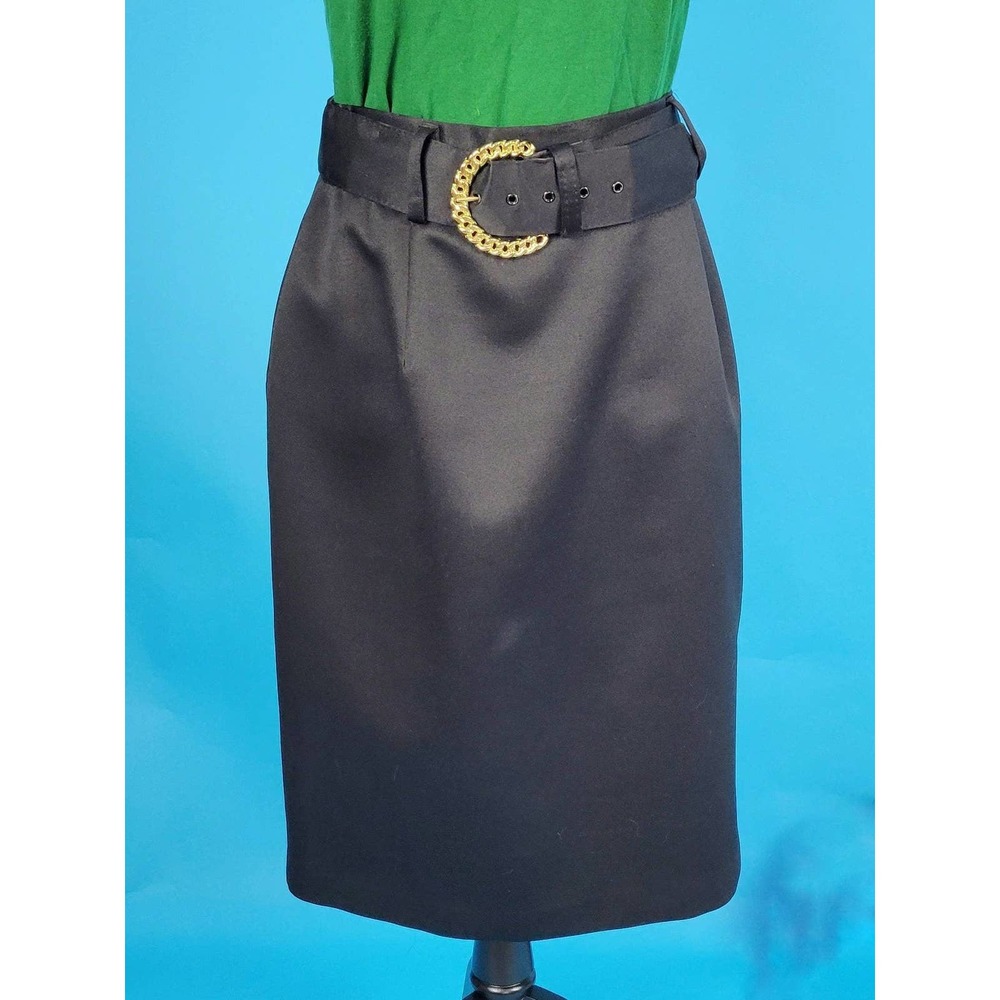 Vintage 80s High Waisted Skirt with Belt by Ellen D.